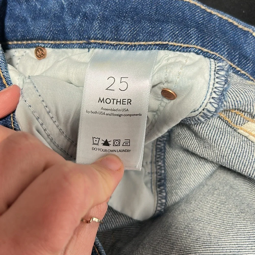 MOTHER JEANS size 25 THE INSIDER CROP STEP FRAY WOMAN TEAMING UP dark wash - Picture 14 of 16